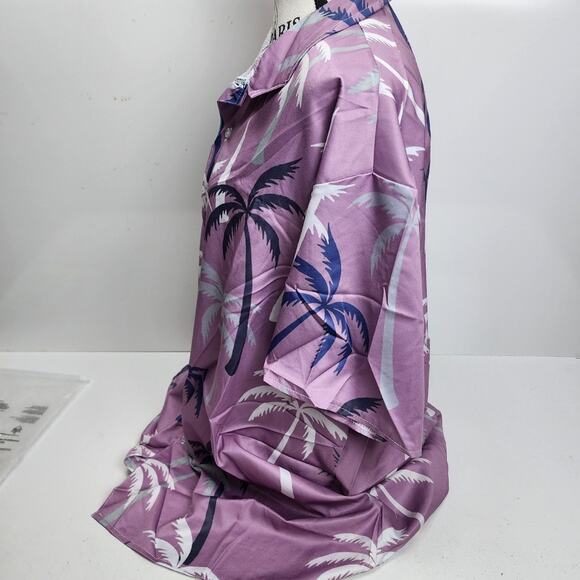 Men's Casual Short Sleeve Hawaiian Print Button Down Beach Shirt Size 3XL - Picture 4 of 6